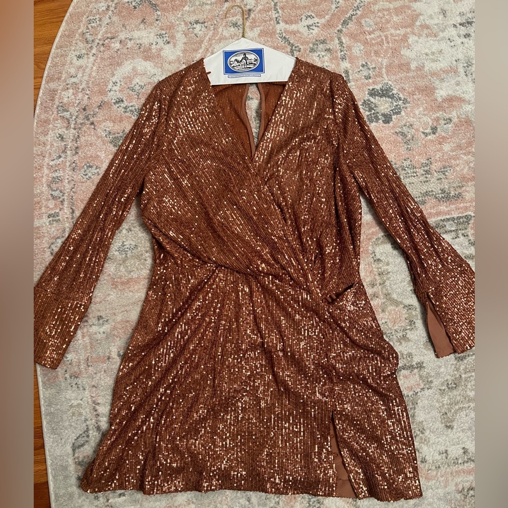 Copper V Neck Dress